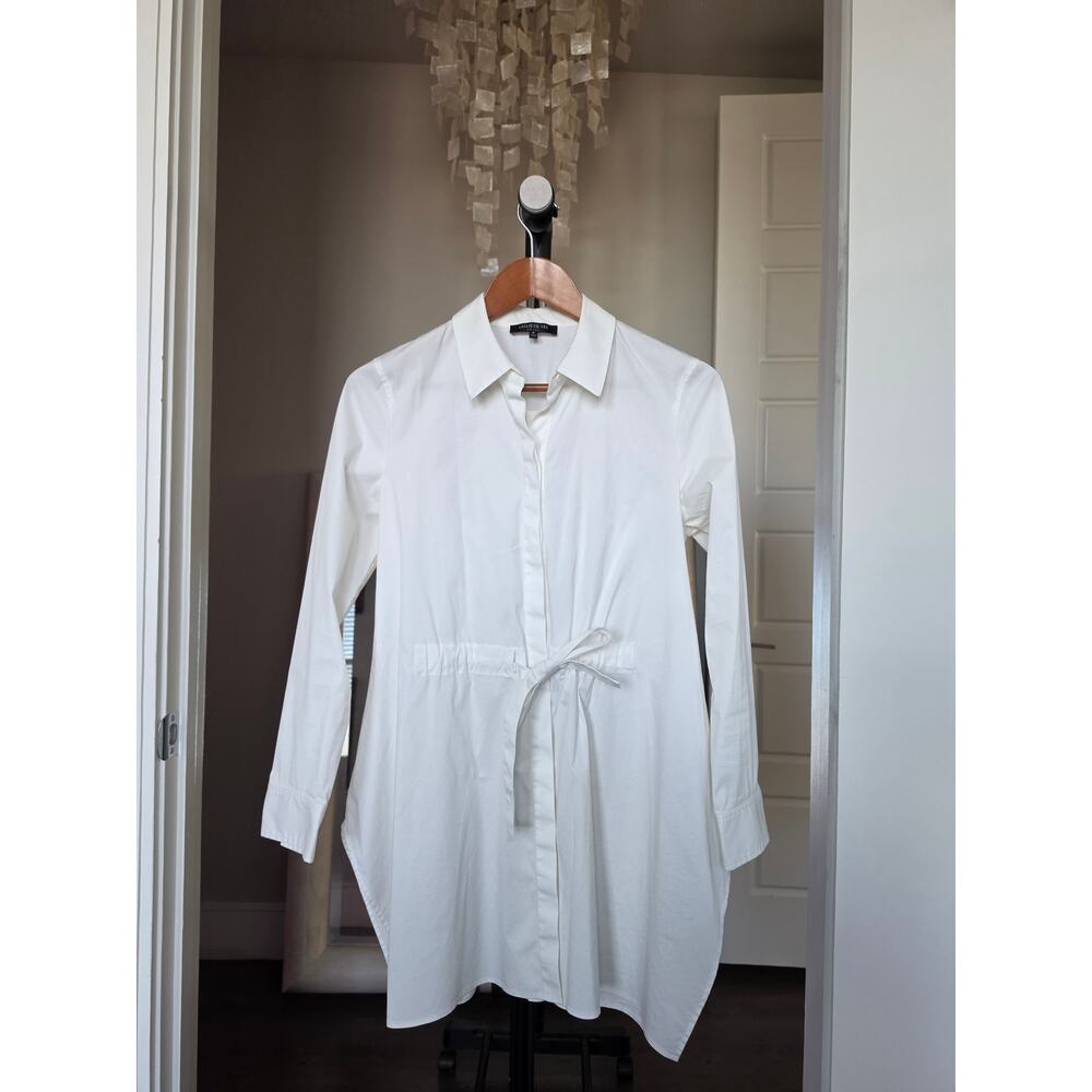 Lafayette 148 New York White Cotton Button Down Tunic Blouse Size M - Picture 6 of 10